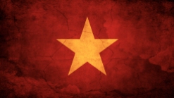 Vietnam-Flag-on-Red-Grunge-Wall